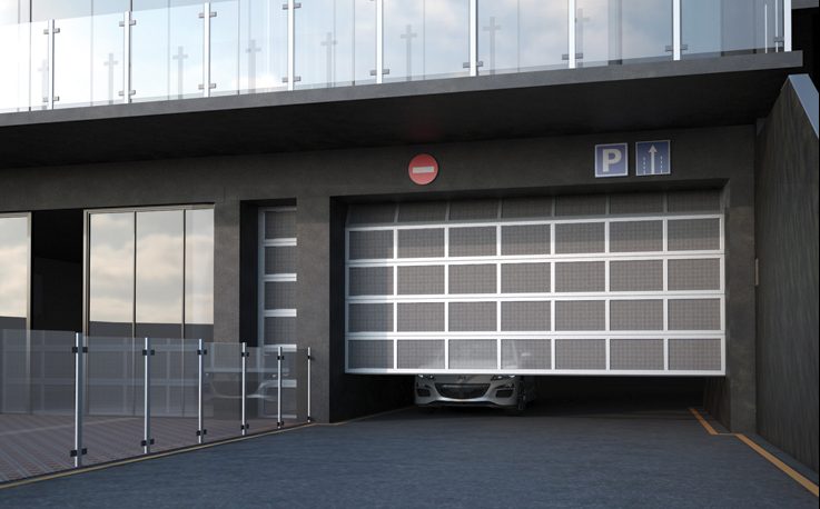 Perforēti ventilācijas vārti pazemes autostāvvietas ieejā